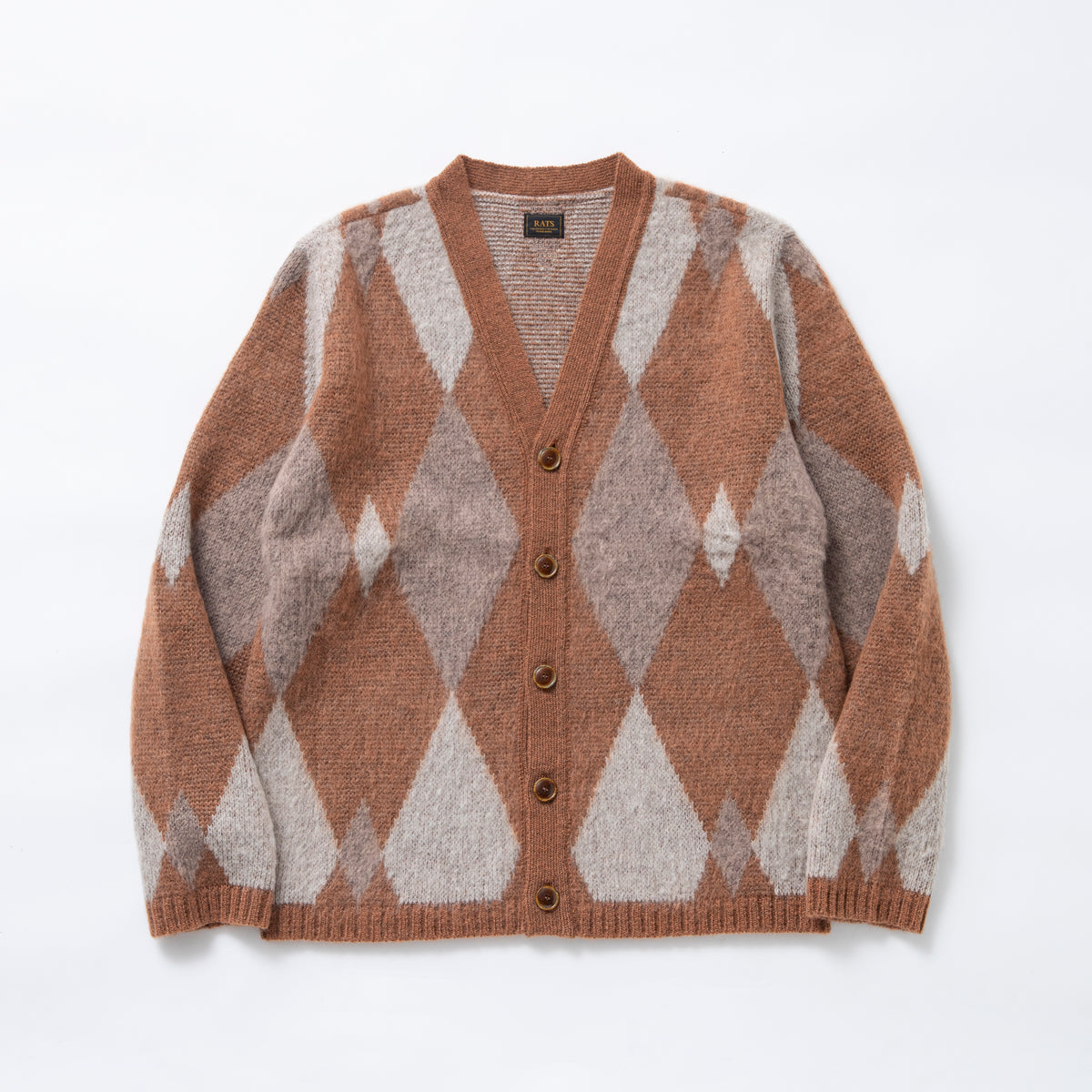 ARGYLE MOHAIR KNIT CARDIGAN