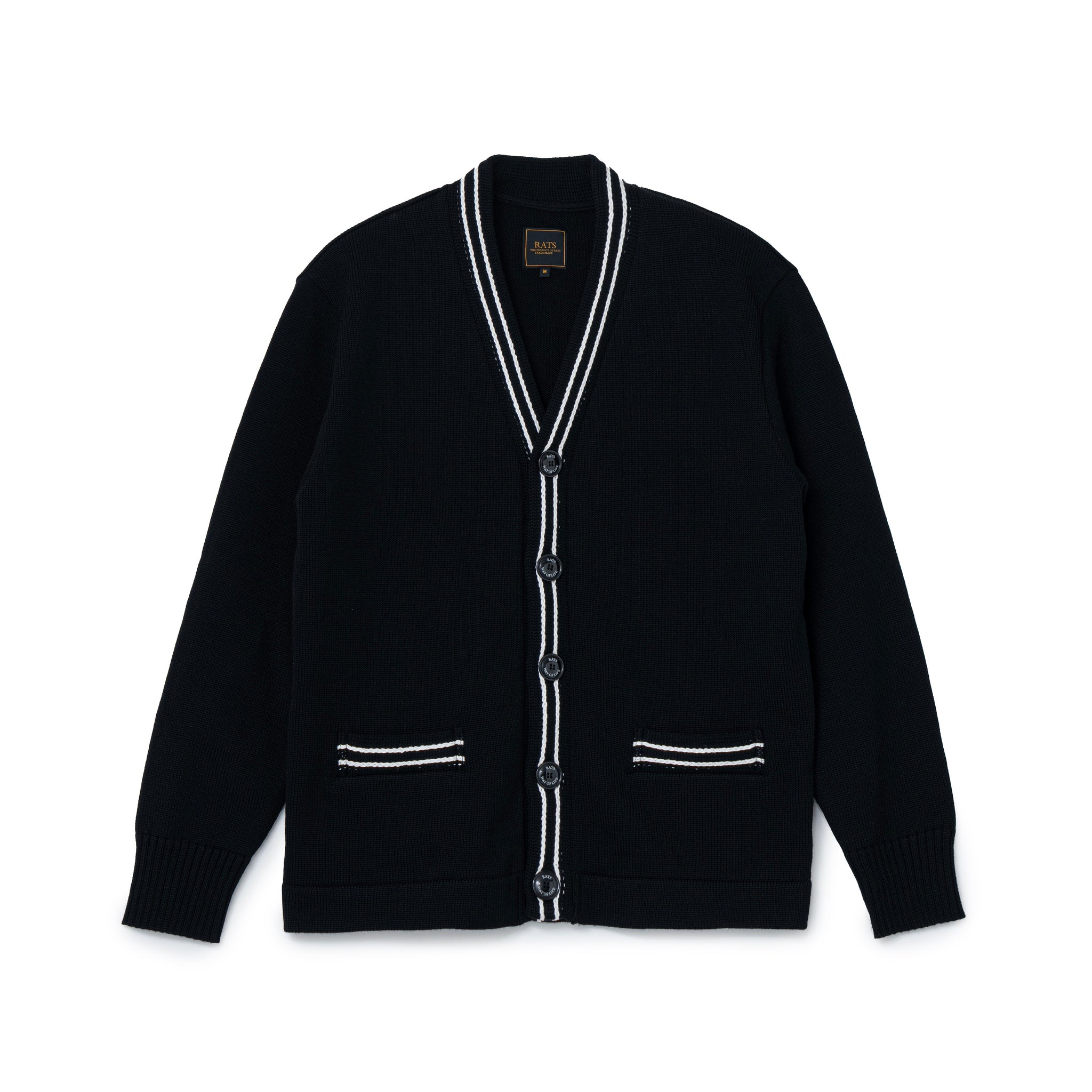 RATS ラッツ　ボーダーモヘアカーディガン RATS - 【ラスト1点】LETTERD CARDIGAN PATCH (BLACK