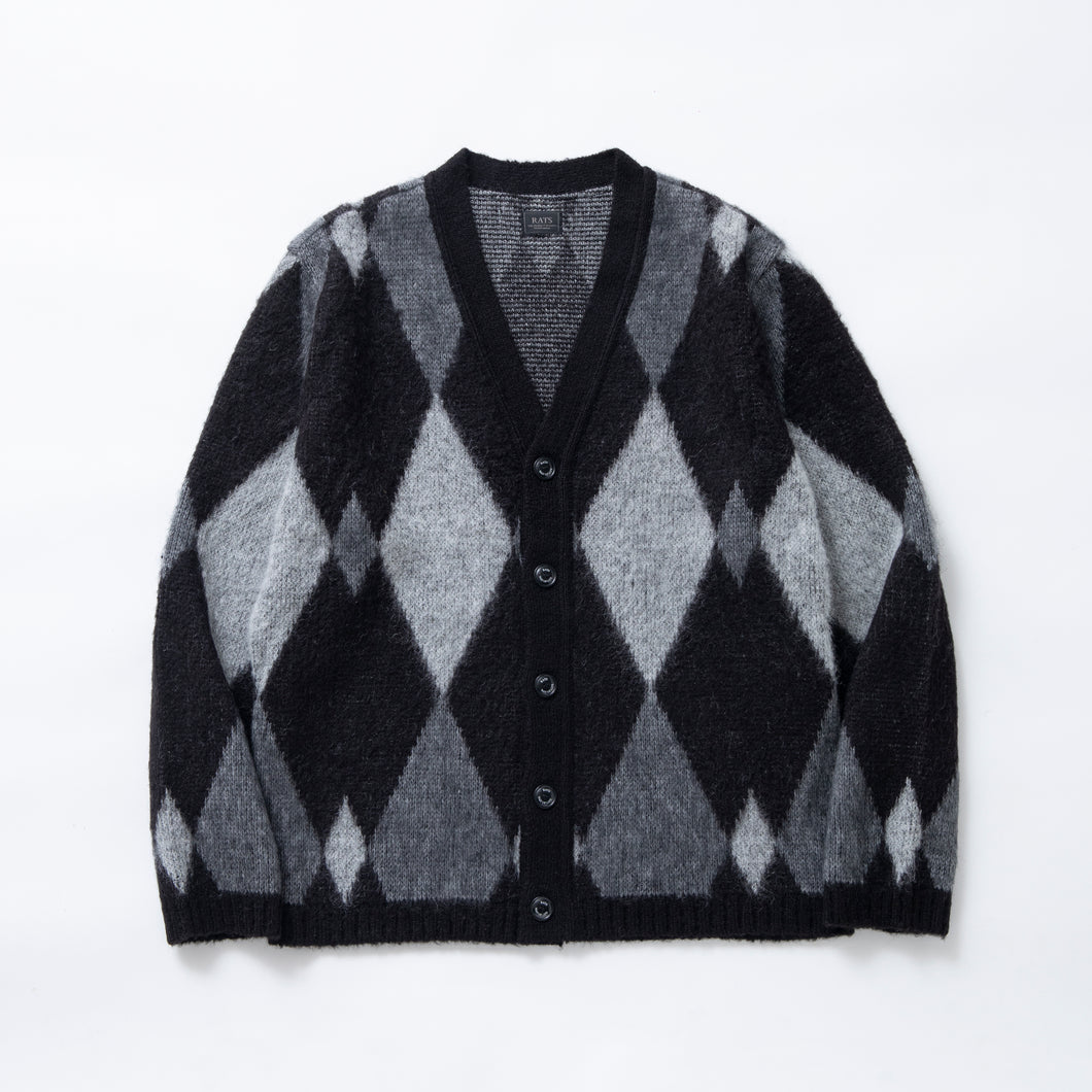 ARGYLE MOHAIR KNIT CARDIGAN